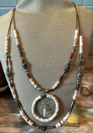 Handmade Native American Style Dream Catcher Double Stranded Necklace