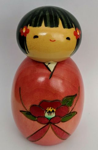 Kokeshi Girl Wooden Doll Woody Craft Made In Japan