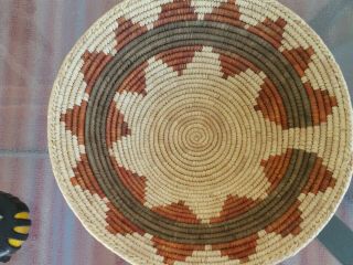 14” Native American Indian Woven Basket Bowl Two Tone Navajo