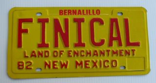 1982 Mexico Vanity License Plate " Finical " Financial Fini Cal Nm