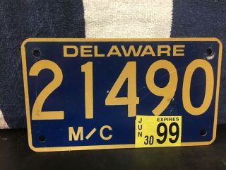 1999 Delaware Motorcycle License Plate