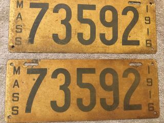 Massachusetts 1916 Steel License Plate 73592