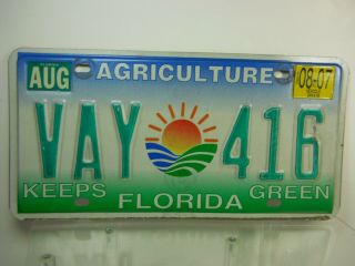 Florida Fl 2007 Agriculture License Plate / Tag Vay416
