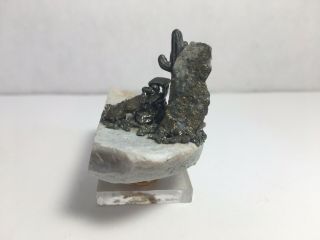Geode With Pewter Train/Locomotive In The Desert On Top Geode Crystal Fossil 2
