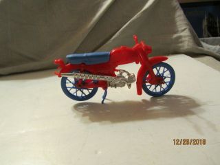 Vintage Red & Blue Plastic Motorcycle Made In Usa