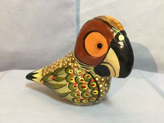 Sermel Tonala Paper Mache Bird Macaw Toucan Parrot Signed Jal Mexican Folk Art