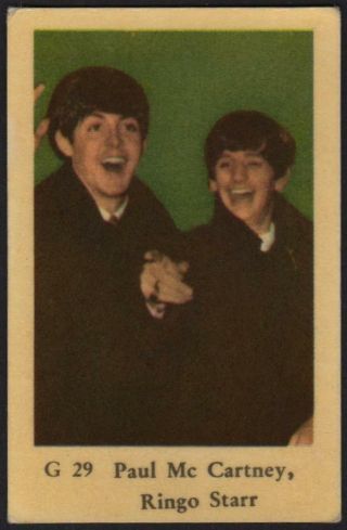 The Beatles - Paul Mccartney & George Harrison 1964 Swedish G Set Gum Card G 29