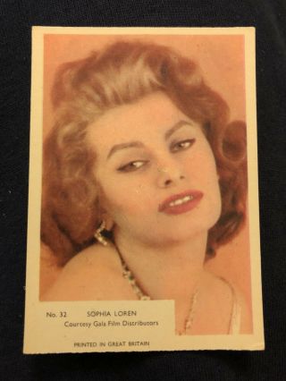 1955 Kane Film Stars Associated British Pathe Card No.  32 Sophia Loren