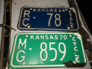 Kansas 1964 And 1970 Vintage Motorcycle License Plate (s)