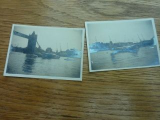 2 X 1930s Small Photos Short Empire Flying Boat By Tower Bridge