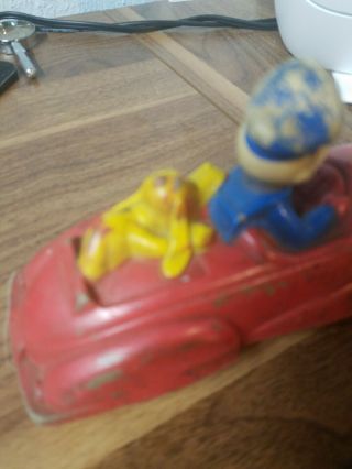 Vintage 1930 ' s Disney Donald Duck Pluto Toy Car Mfg by Sun Rubber Barberton Oh. 4