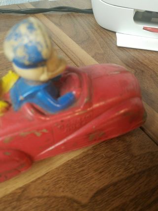 Vintage 1930 ' s Disney Donald Duck Pluto Toy Car Mfg by Sun Rubber Barberton Oh. 5