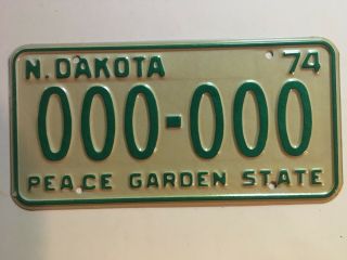 1974 North Dakota Sample License Plate Zeroes