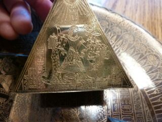 Vintage Egyptian Souvenir Metal Etched Pyramids and tray - brass or bronze 5
