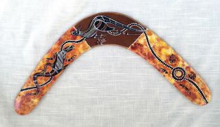 Hand Painted/decorate Boomerang - Native Aboriginal Art - Birubi Art - 16 Inches