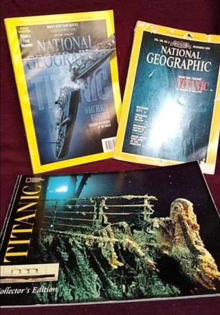 White Star Line Titanic Set Of 3 National Geographic Publications