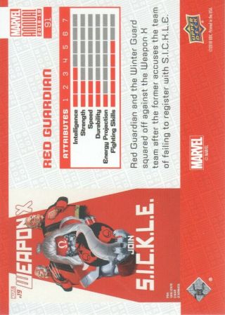 2018 - 19 Marvel Annual Blue Foil 91 Red Guardian 2