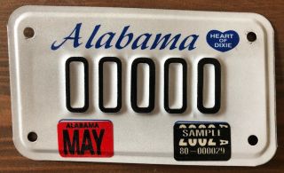 Alabama Motorcycle License Plate 2002 Sample