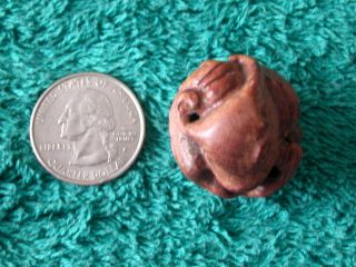 Vintage Antique Netsuke Carved Wooden Bead Animal Baby Ram? Rodent?