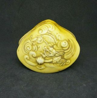 Vintage Japanese Chinese folk art Celluloid clam shell prefer for gift 4