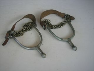 Vintage Us Cavalry Spurs With Leather - Marked Ab - August Buermann