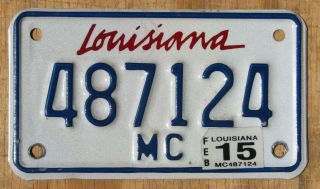 Louisiana Motorcycle License Plate 2015 487124