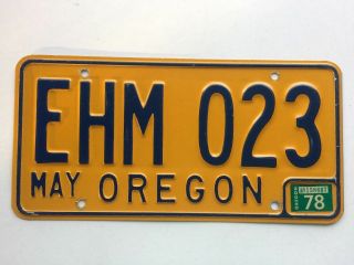Oregon 1978 Vintage Old License Plate Garage Car Auto Tag Man Cave Orange Ehm