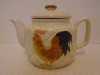 Vintage 1983 Otagiri Rooster Woven Ceramic Teapot