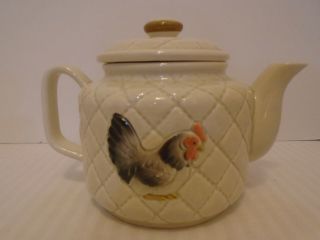 Vintage 1983 Otagiri Rooster Woven Ceramic Teapot 4