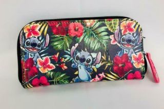 Loungefly Disney Lilo & Stitch Hawaiian Floral Clutch Zip Around Cosmetic Case