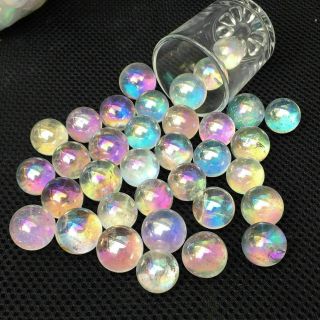 100g Rainbow Aura Sphere Titanium Seed Quartz Crystal Ball Healing.