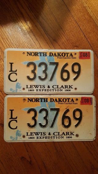North Dakota Lewis&clark Pair Hard Find Plates Fast Lqqk