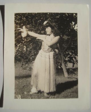 3 Old Photos Hula Girl in Grass Skirt; Tropical Beach Pinup; 1940 - 50s; Hawaiian? 3