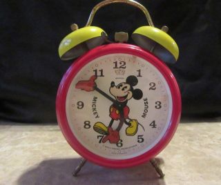 Vintage Mickey Mouse Alarm Clock Bradley Made In Germany Pie - Eyed Mickey