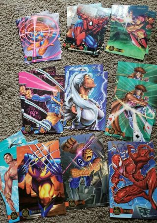 1995 Marvel Flair Annual Prints Oversized Card Set Spiderman Wolverine Iron Man