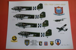 Aviation Art Print - D - Day Douglas C - 47 Dakotas 436th Troop Carrier Group