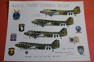 Aviation Art Print - D - Day Douglas C - 47 Dakotas 440th Troop Carrier Group