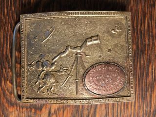 Vintage Brass Copper Mickey Minnie Mouse 1933 Award Of Merit Belt Buckle
