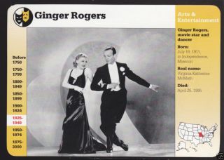Ginger Rogers Fred Astaire Dancing Actors Photo Grolier Story Of America Card