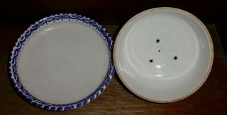 Mexican Pottery Cheese Dish Plate w Cover Dome Hand Painted Queso 9 - 1/8 