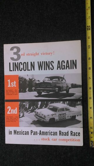 Lincoln Wins Again 1954 Mexico Pan American Road Race Brochure Ford