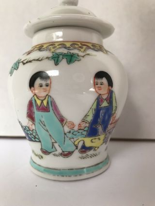 Antique Chinese Japanese Asian Porcelain Ginger Jar With Lid Signed Miniature