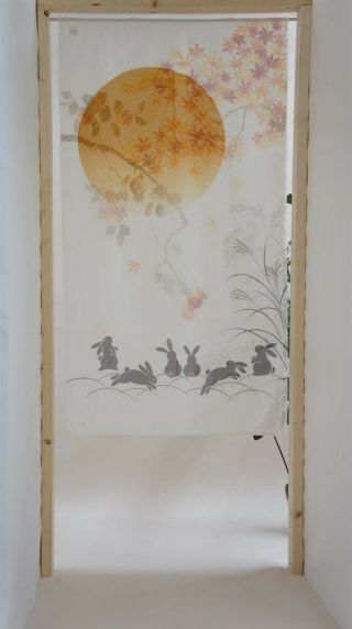 Japanese Noren Curtain Rabbit Moon Made In Japan