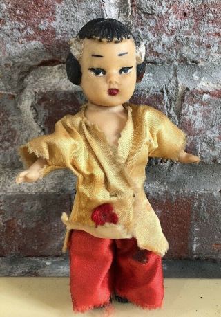 Vintage Doll Rubber Toy – Chinese Girl W/traditional Costume 7”