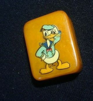 Walt Disney Donald Duck Vintage Pencil Sharpener Butterscotch Bakelite
