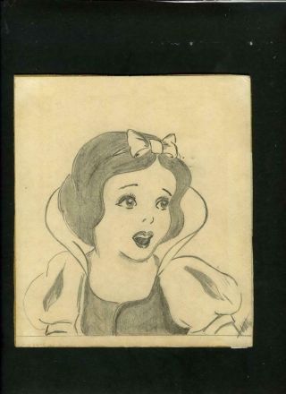 Vintage Walt Disney " Snow White " Pencil Drawing Uk 1930 