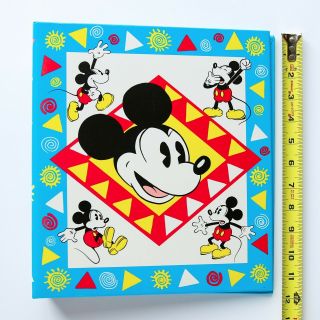 Vtg Mickey Mouse Disney 3 - Ring Binder 80s 90s Photo Album Pin Trading Euc