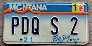 1995 Montana Vanity License Plate " Pdq S 2 " Pretty Dam Quick S 2