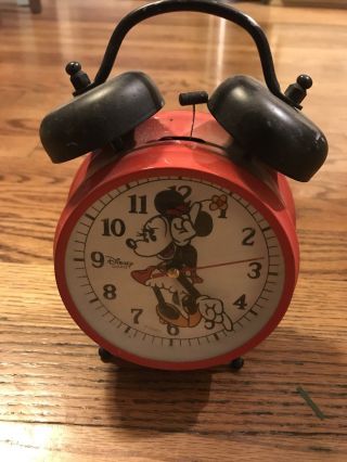 Vintage Walt Disney Productions Minnie Mouse Bradley Twin Bell Alarm Clock Rare