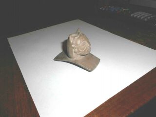 Vintage Artifact - Like Effigy Pipe - - Man Face With Cat Ears - - Small Chip